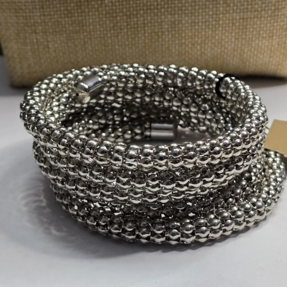 Treska Serpent‎ Skin Silver Tone Bangle Bracelet New